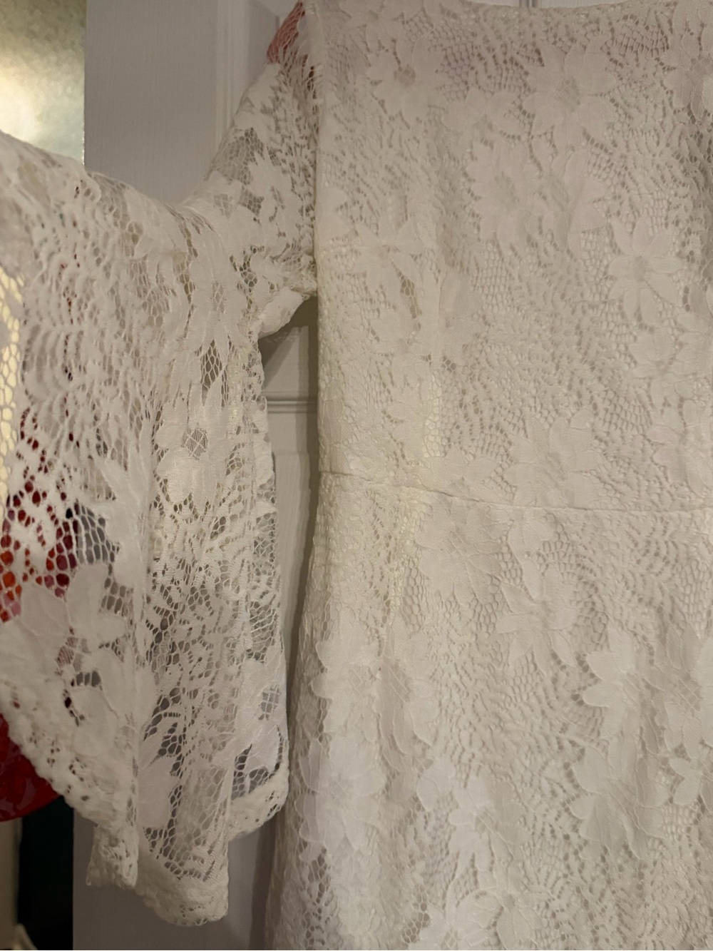 Lulu's Ivory Lace Bell-Sleeve Shift Dress - Picture 2 of 4